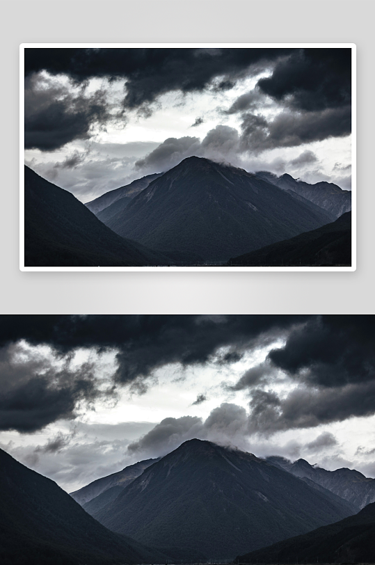 乌云笼罩的山脉景观-众图网