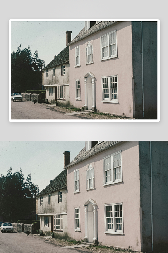 乡村粉墙老屋街景-众图网