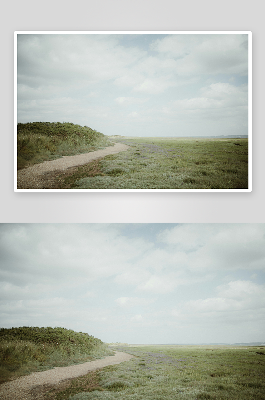 乡间小径穿过草地-众图网