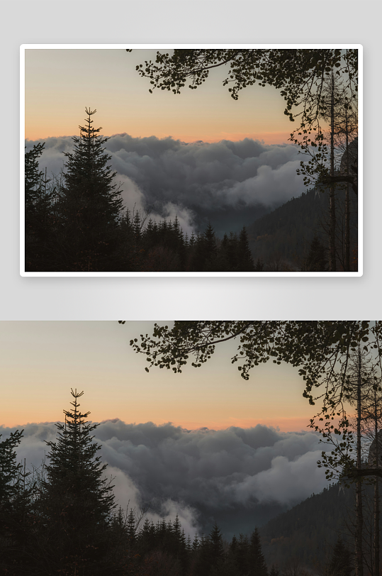 云海日落山林剪影-众图网