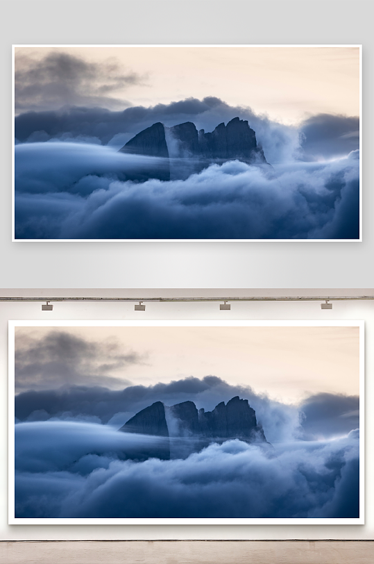 云海缭绕的山峰剪影-众图网