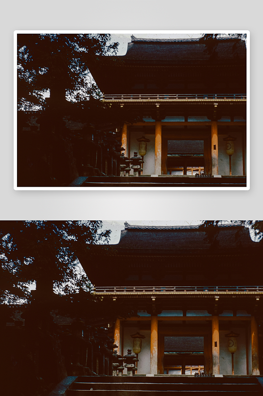 传统日式神社入口夜景-众图网