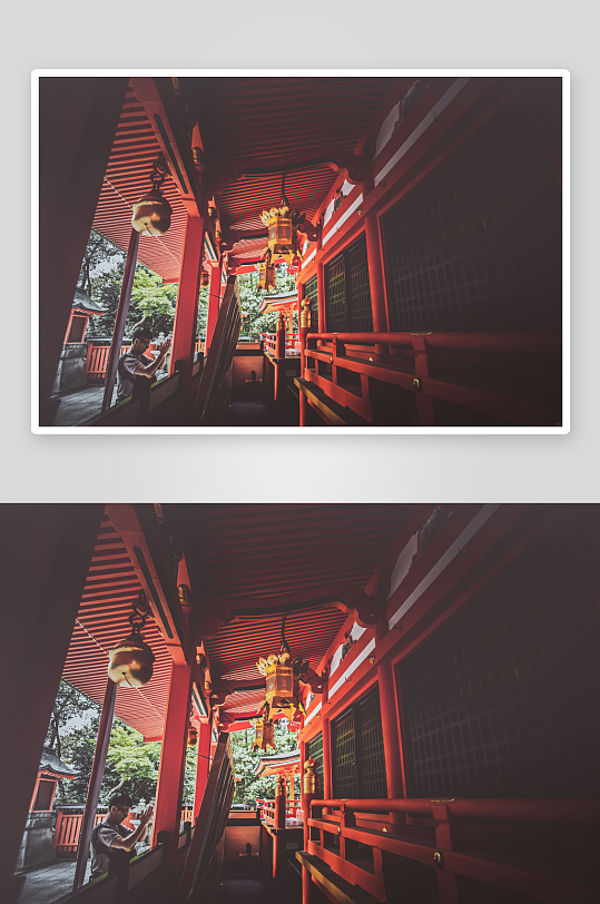 传统日式神社廊道-众图网