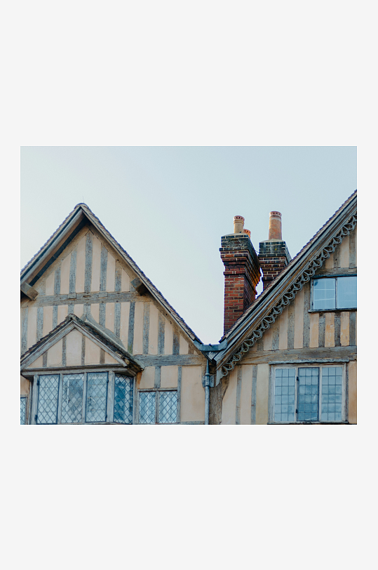 传统木框架房屋屋顶-众图网