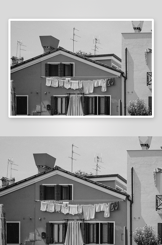 住宅楼前晾晒衣物-众图网