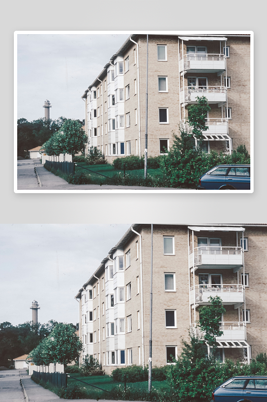 住宅楼前的街道景象-众图网