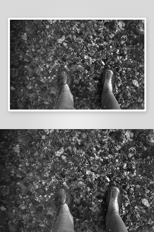 俯视双脚行走在碎石地-众图网