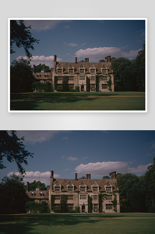 古堡式建筑与绿草坪-众图网