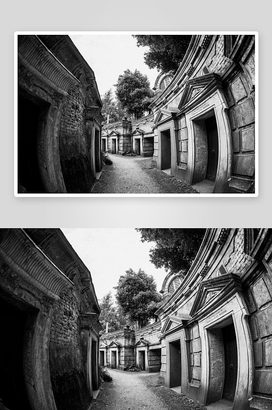 古老墓地石砌拱廊-众图网