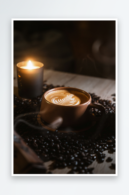 咖啡杯与蜡烛的静谧时光-众图网