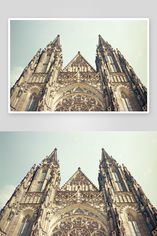 哥特式教堂正面全景-众图网