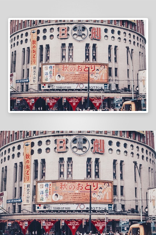 圆形建筑前的街景广告-众图网