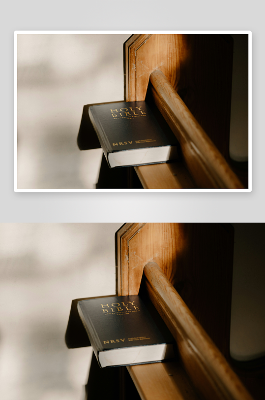 圣经置于木质长椅上-众图网