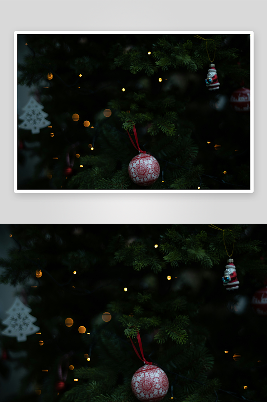 圣诞树上的装饰球特写-众图网