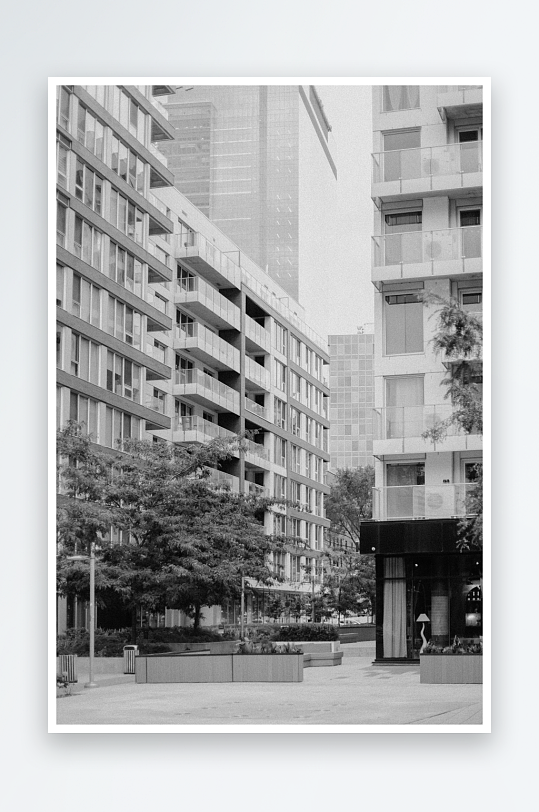 城市住宅区黑白街景-众图网