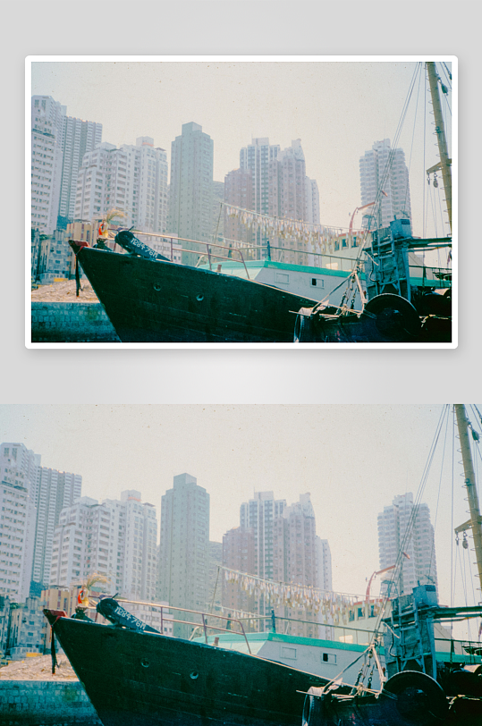 城市港口停泊的渔船-众图网