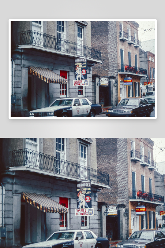 城市街景与复古汽车-众图网