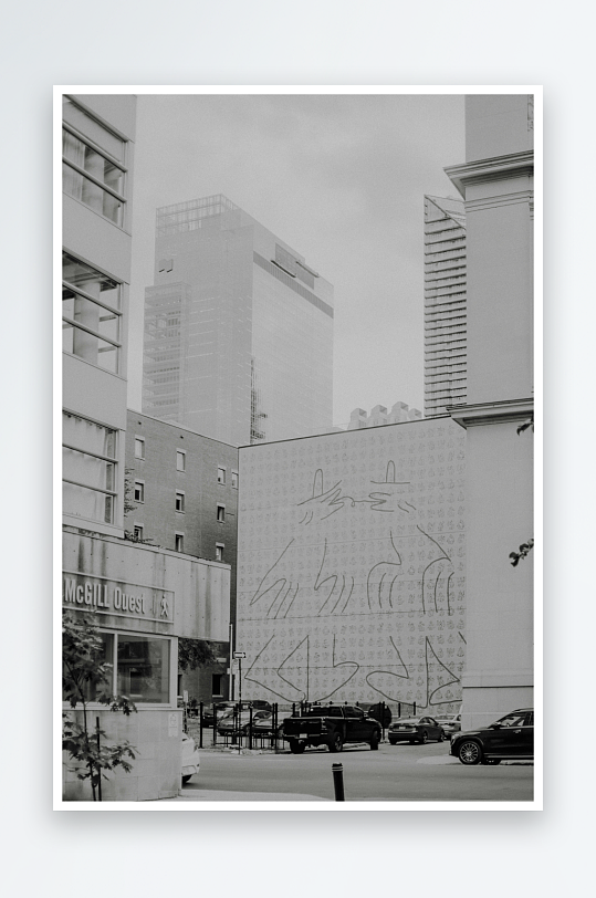 城市街景中的现代建筑与涂鸦-众图网