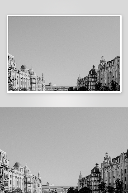 城市街景黑白建筑-众图网