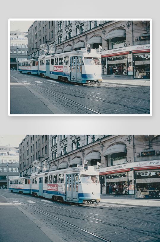 城市街道上的有轨电车-众图网