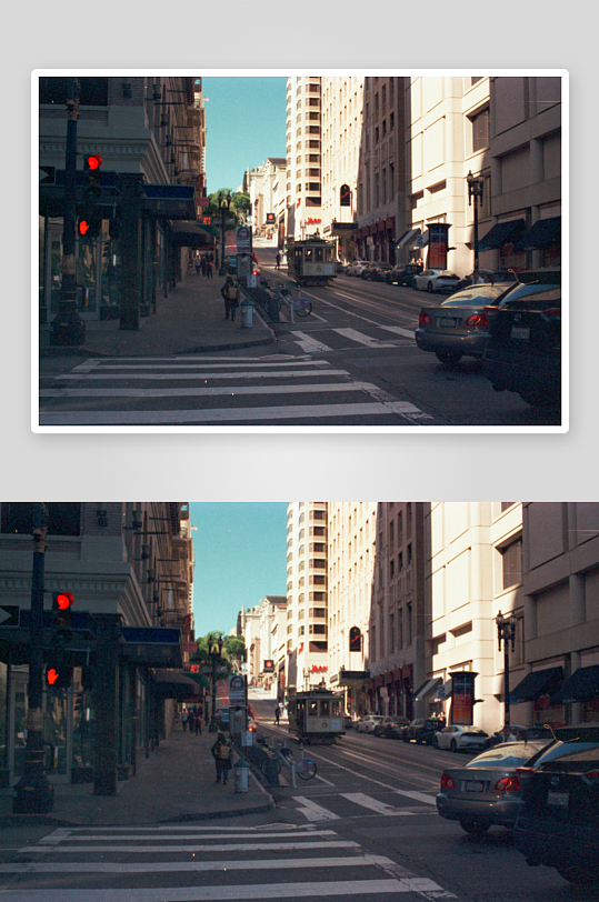 城市街道与电车通行场景-众图网