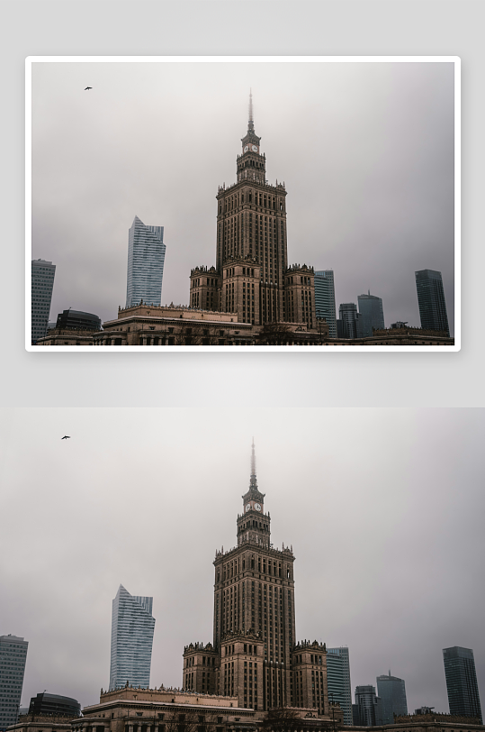 城市高楼建筑群阴天景象-众图网