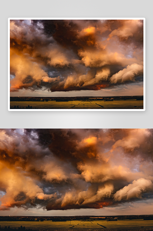 壮丽云层下的广阔田野-众图网