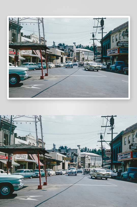 复古小镇街道景象-众图网