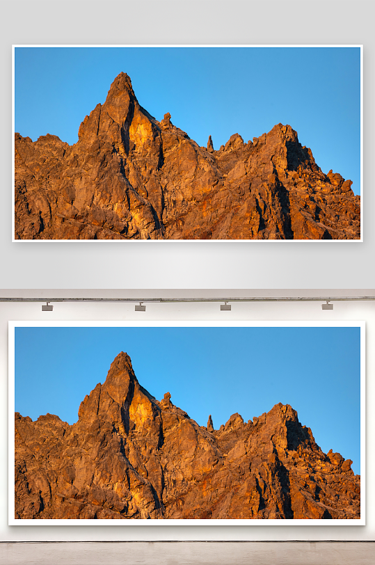 夕阳下的岩石山峰-众图网