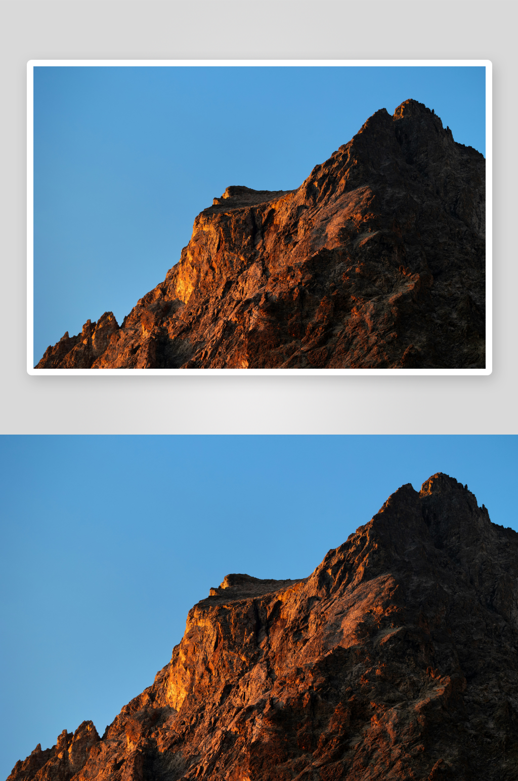 夕阳照耀下的山峰剪影素材