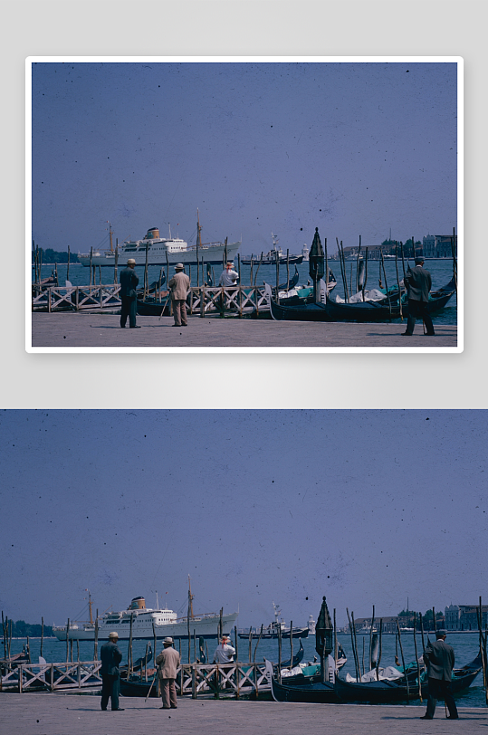 威尼斯码头游船与行人-众图网