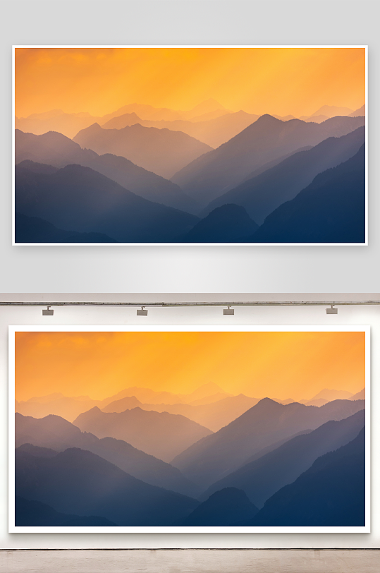 层叠山脉日出景象-众图网