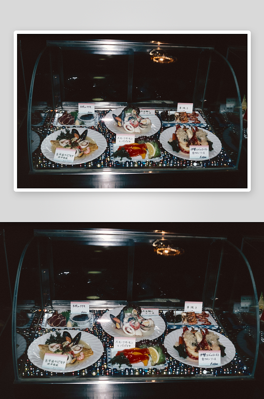 展示柜中的精致料理-众图网