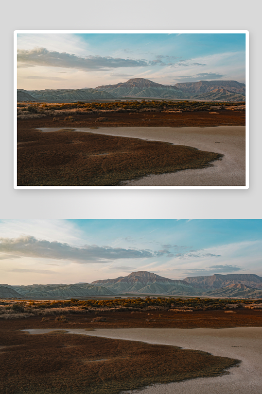 山地湿地日落景观-众图网