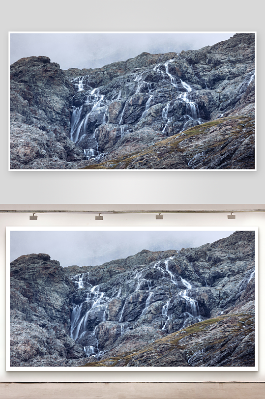 山岩间多级瀑布流淌-众图网