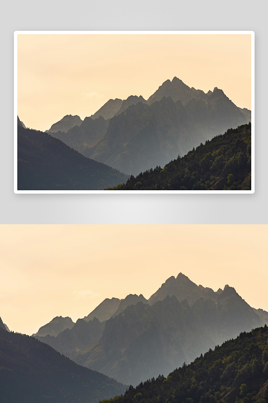 山峦叠嶂晨曦景色-众图网