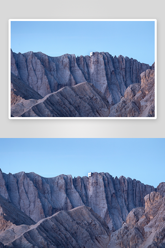 山峰之巅的白色建筑-众图网