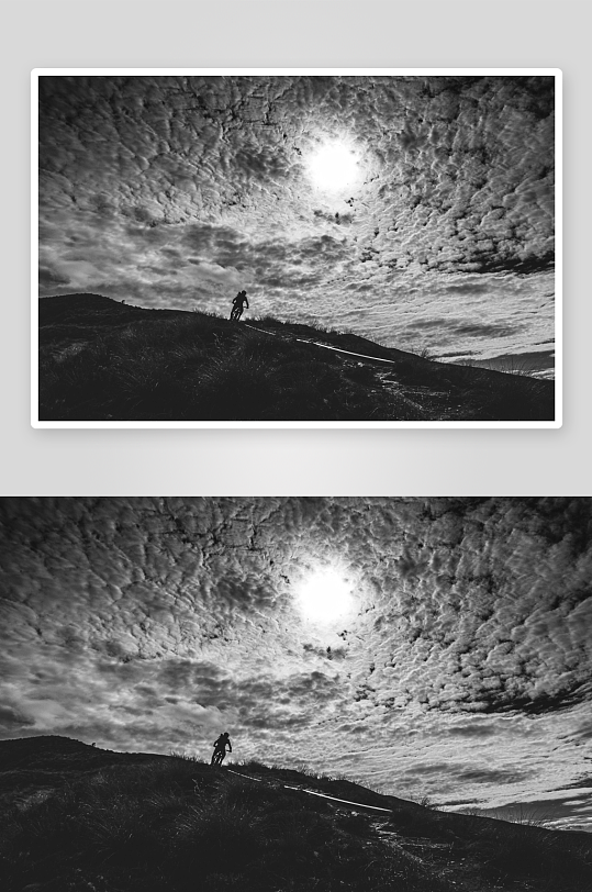 山巅剪影与云层天空-众图网