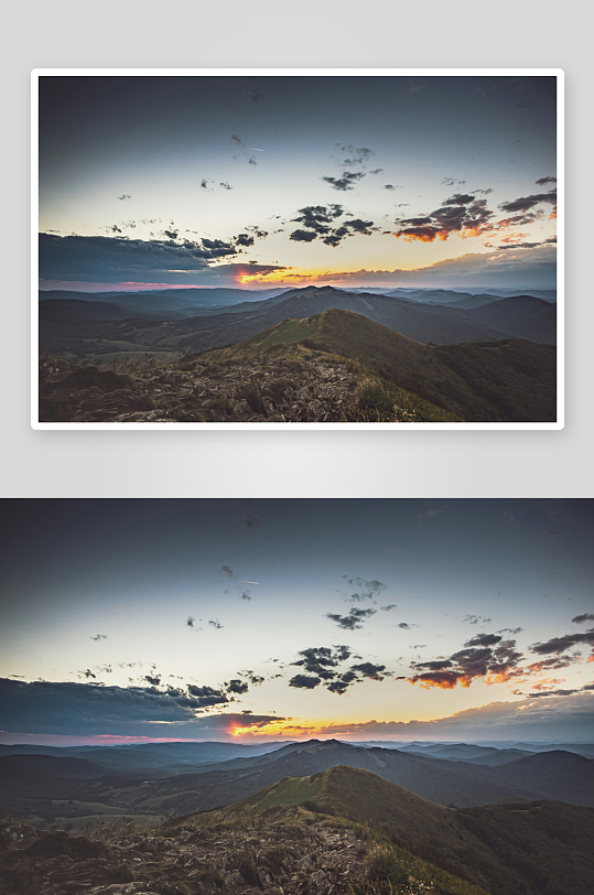 山巅日落云霞美景-众图网