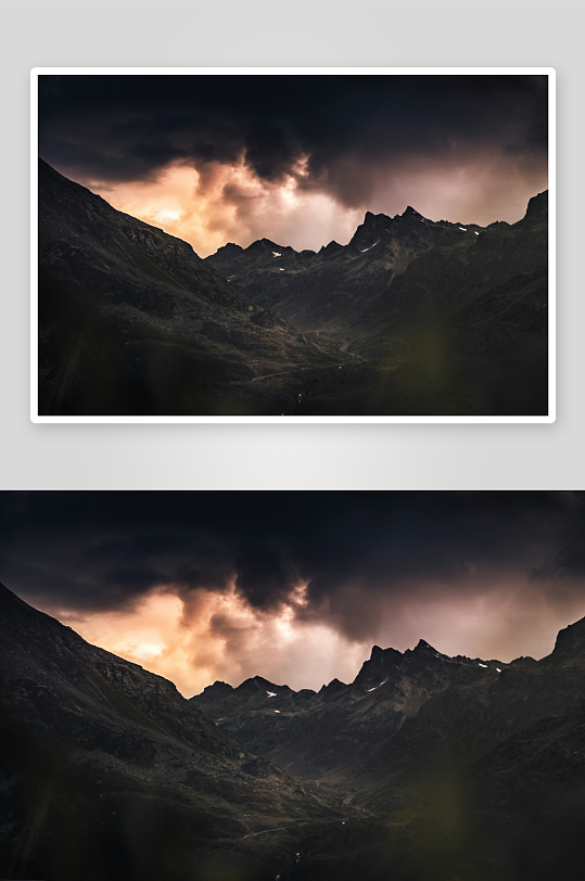 山脉云霞光影交错-众图网