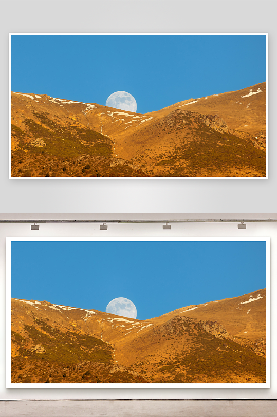 山脉间升起的月亮-众图网