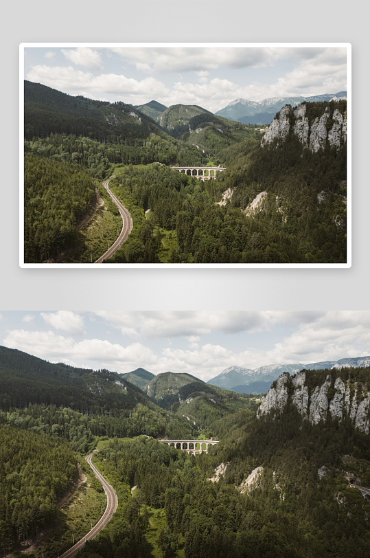 山谷中的铁路与高架桥-众图网