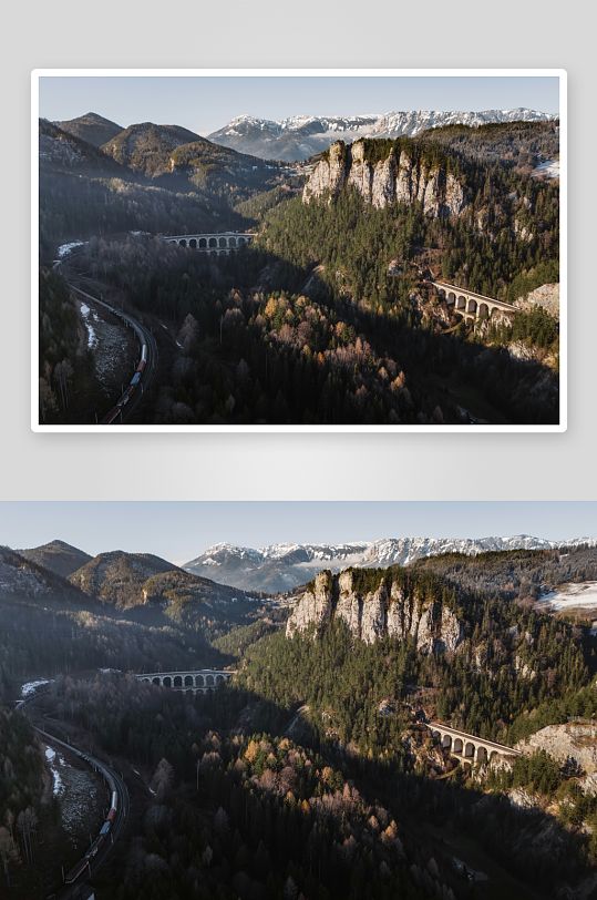 山谷中的铁路高架桥-众图网