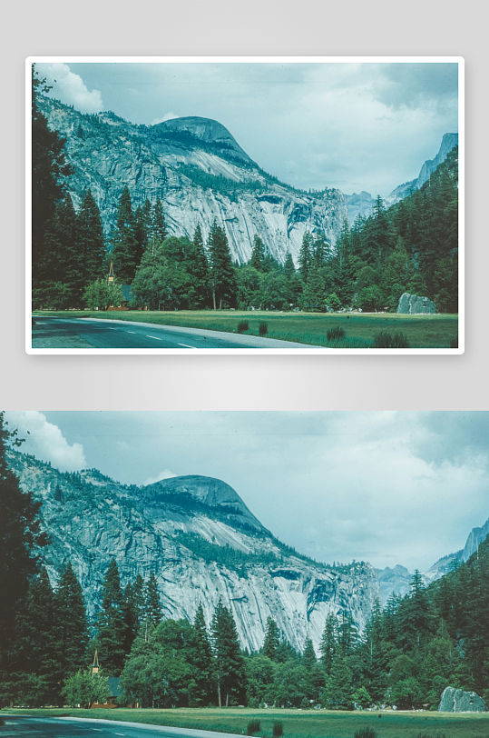 山谷公路与雪山森林-众图网