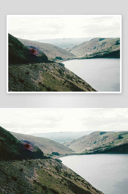 山谷湖景与蜿蜒公路-众图网