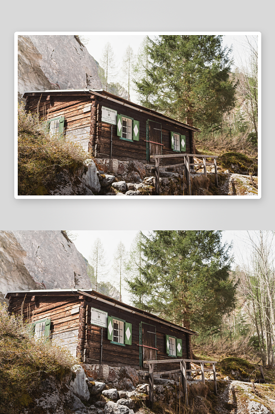 山间木屋与自然景观-众图网