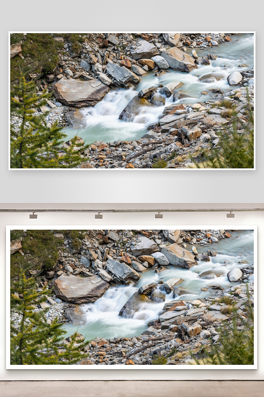 山间溪流穿石而过-众图网