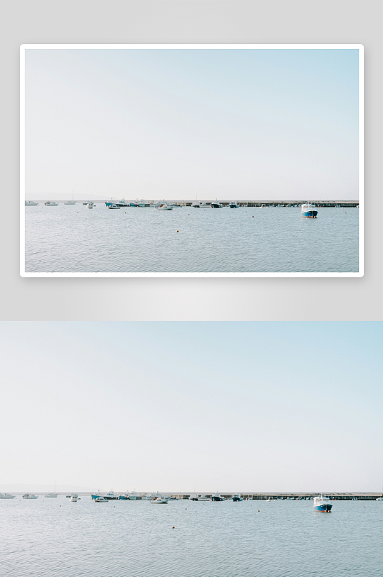 平静海面停泊船只-众图网