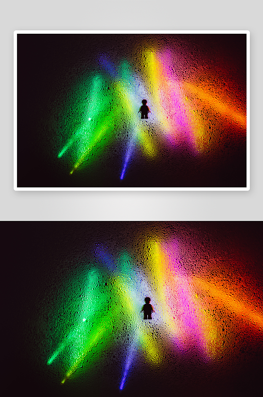 彩色光束中的孤独人影-众图网