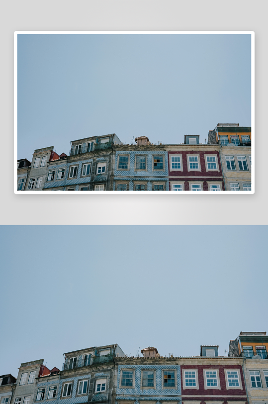 彩色建筑群的屋顶景观-众图网